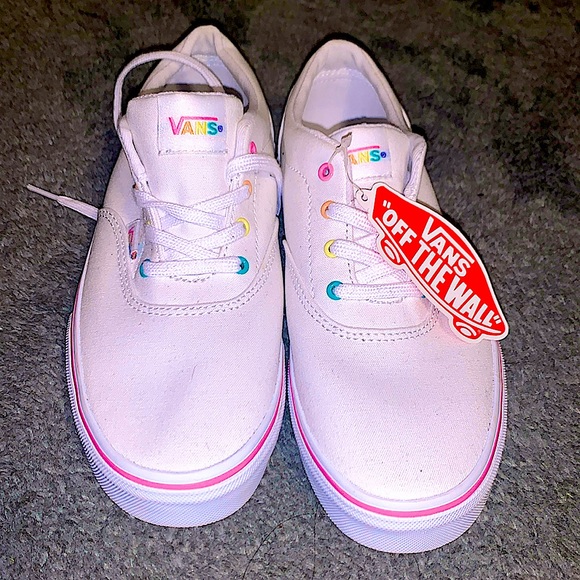 Vans Shoes - White Vans With Colored Accents